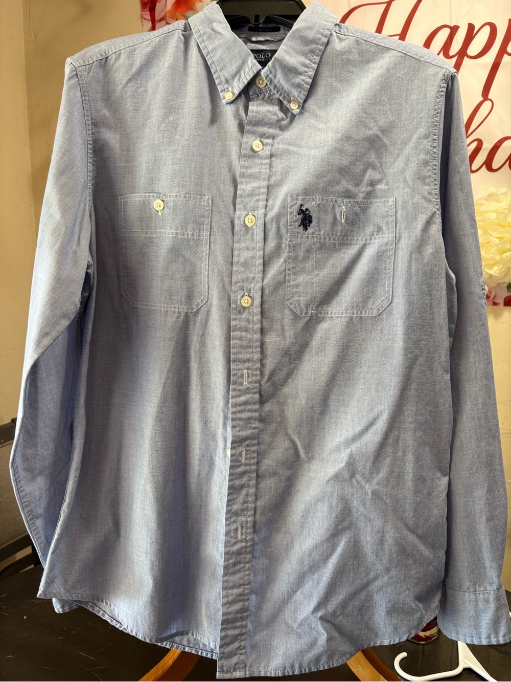 U.S. Polo Assn. Light Blue Button-Down Shirt with Chest Pockets